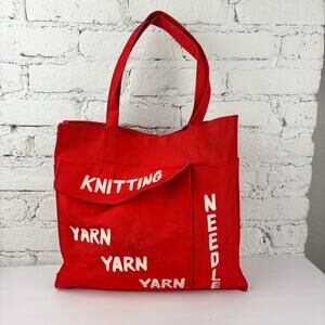 Vintage Knitting Crochet Craft Tote